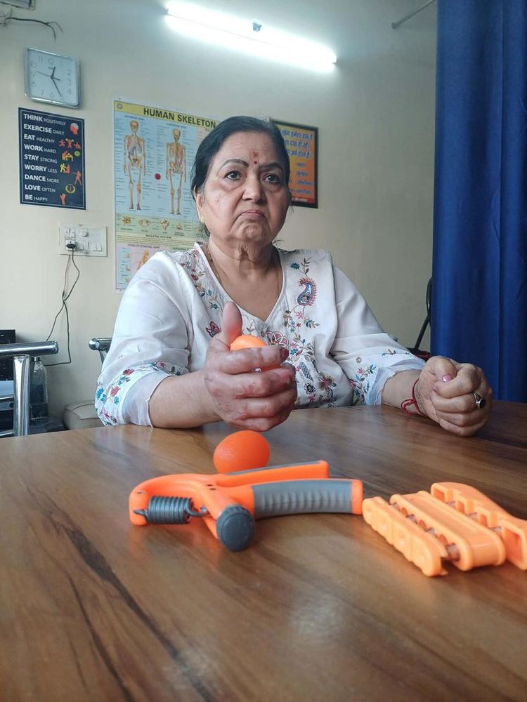 Grip strength therapy session at Hi-Tech Physiotherapy Dehradun