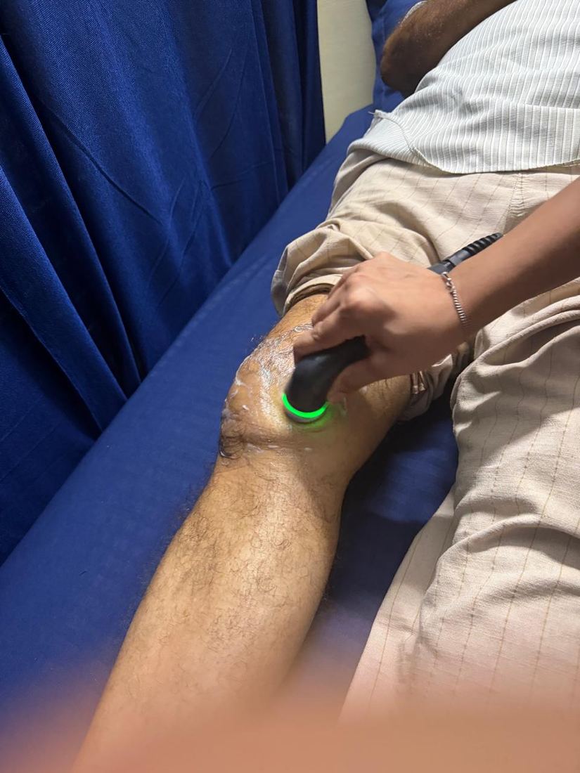 Ultrasound therapy session in progress at Hi-Tech Physiotherapy Dehradun